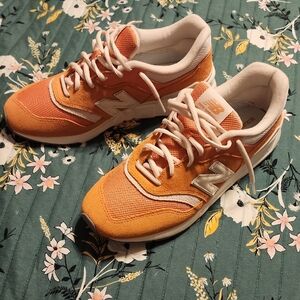 New Balance Women's Bright Orange and White Sneakers